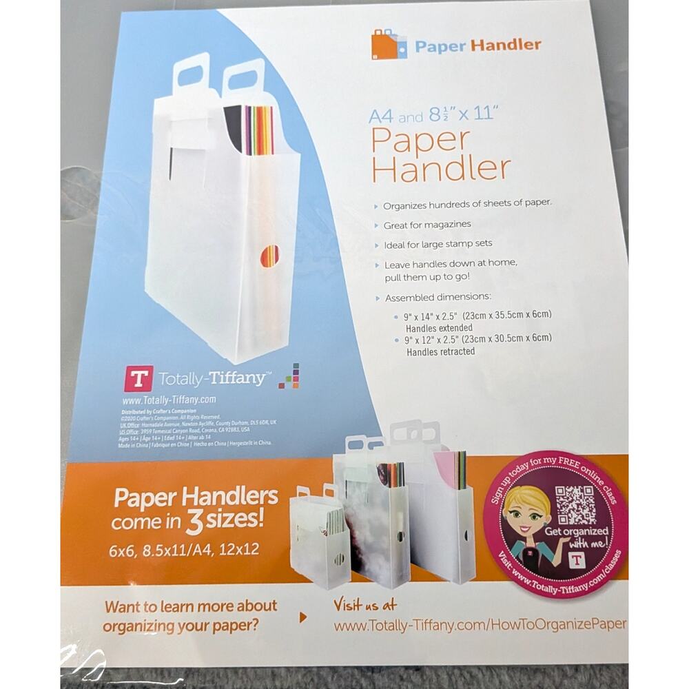 TOTALLY TIFFANY Paper Handler A4 8.5x11 White Plastic Craft Storage Organizer